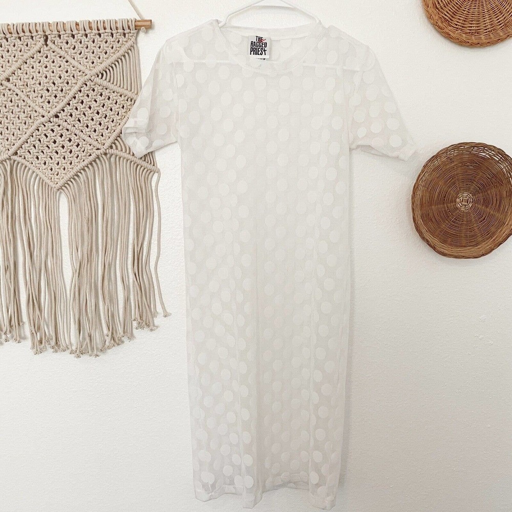 The Ragged Priest White Sheer Polka Dot Dress